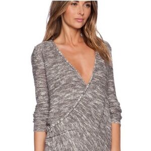 FREE PEOPLE Gotham Faux Wrap Sweater Gray
